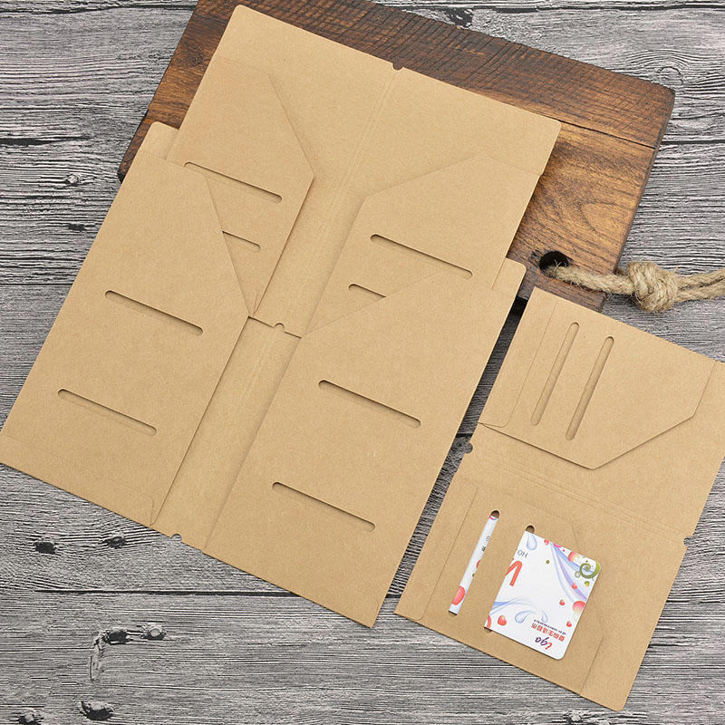 Kraft Paper Storage Bag Traveler's Notebook Journal Diary Plug-in Type File Holder Card Storage Bag Tickets Pocket