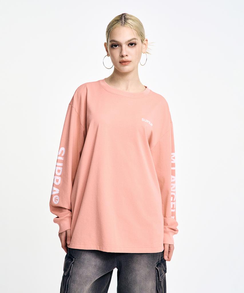 SUPRA Sleeve Lettering Long Sleeve T-Shirt (Pink)
