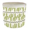 [Q6568] - Beige Green 'Cactus' Linen Storage Basket - 18x16. 5cm