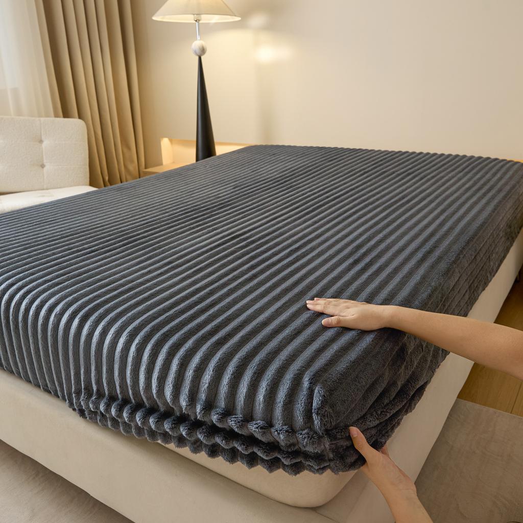 1 шт. Однотонный толстый наматрасник из искусственного кроличьего меха Осенне-зимний теплый бархатный протектор для матраса Пушистый мягкий плюшевый натяжной простынь