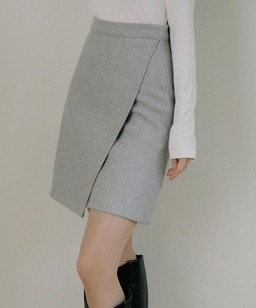Riorg Eot Wool Wrap Mini Skirt Light Gray