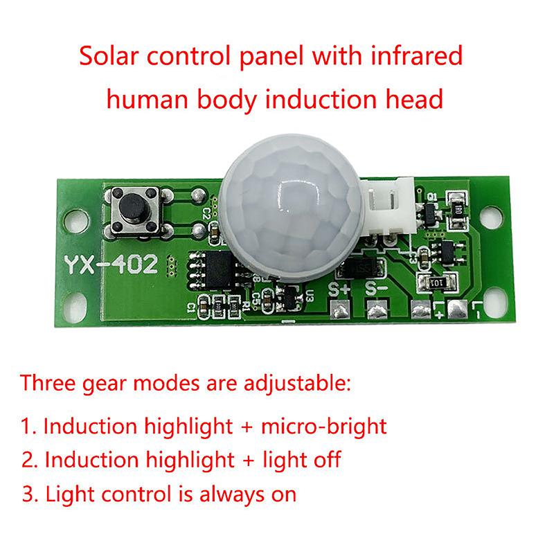 1Pc 3.7V Diy Solar Lamp Board Control Sensor Night Light Module Controller Infrared Human Body Induction Solar Circuit Board