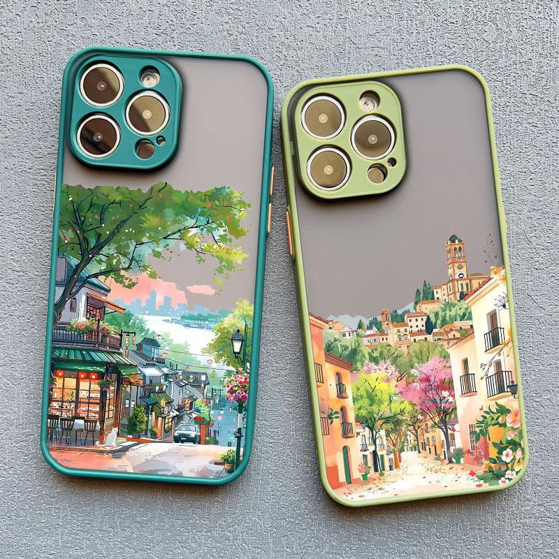 Dazzling Anime Street View Scenery Phone Case for IPhone 13 12 11 Pro Max Mini 16 15 14 Max Plus 7 8 Plus SE2 X XR X Back Cover