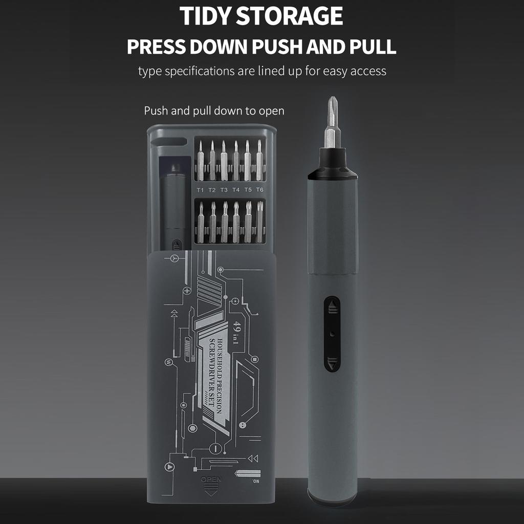 Электрическая отвертка, набор аккумуляторных прецизионных отверток 49-в-1 с 48 магнитными битами, перезаряжаемыми