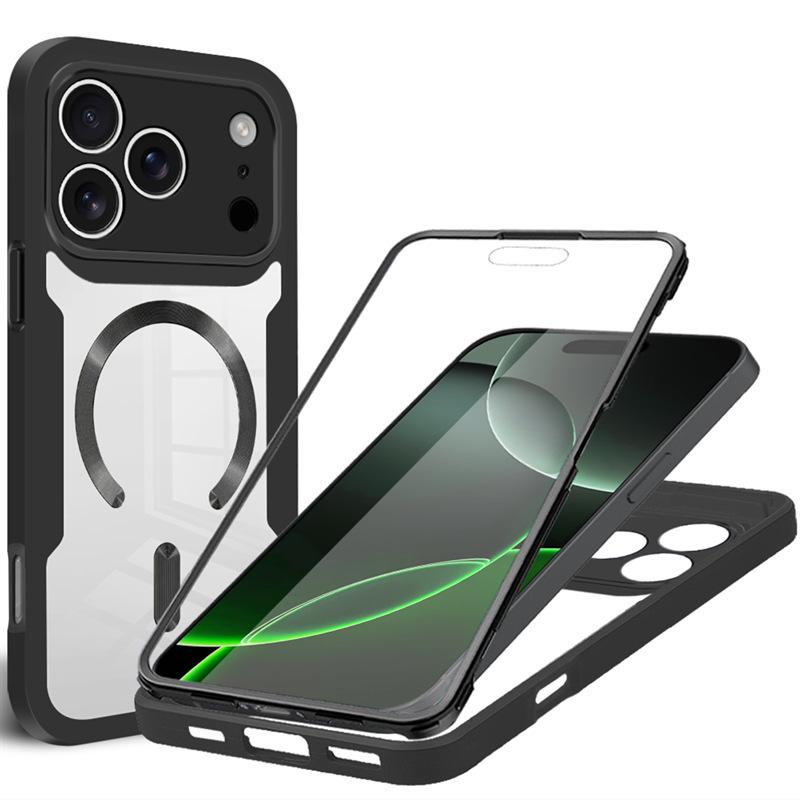 Полностью закрывающий магнитный чехол для iPhone 17 Pro Max - Совместим с моделями 13-17, Прозрачный дизайн