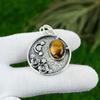 Natural Tiger Eye Gemstone Pendant 925 Sterling Silver Indian Jewelry For Women