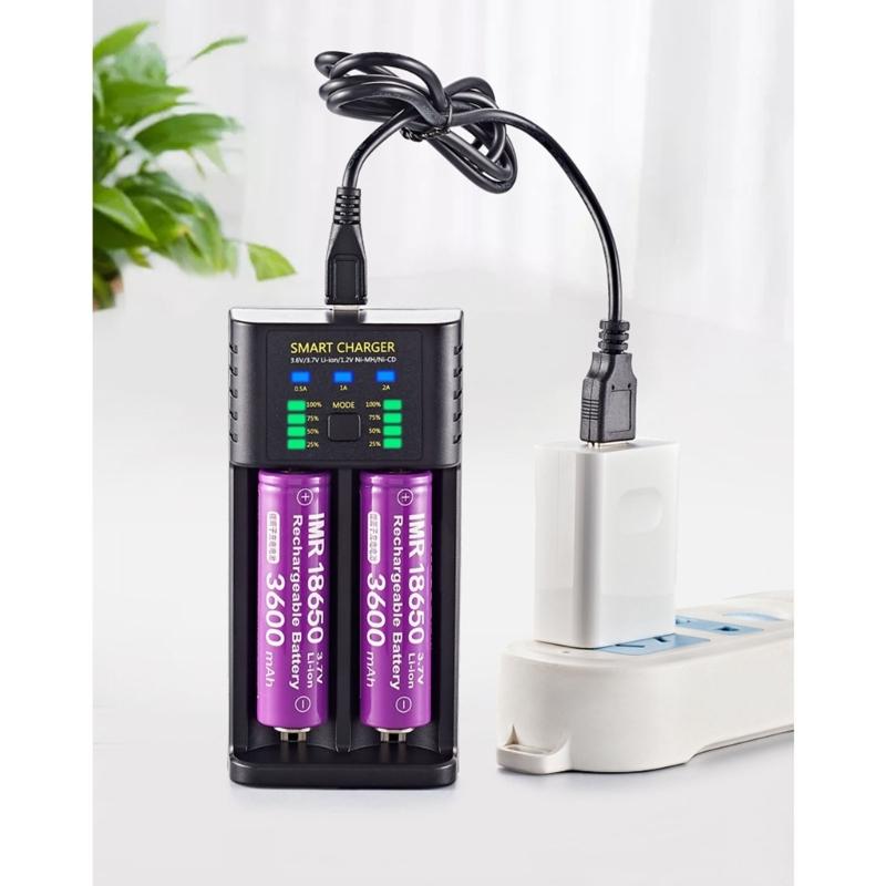 Универсальное зарядное устройство для аккумуляторов, адаптер питания, USB, 2 слота, инструмент для зарядки аккумуляторов 18500/18650/18700/20700