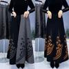 Ethnic Style Women's Knitted Skirt, Thick Printed Flared High-Waist Long Knitted A-Line Skirt