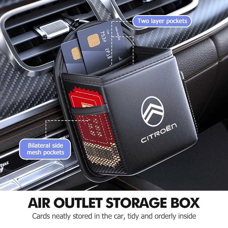 APS2 Leather Car Air Outlet Storage Bag Phone Hanging Bag Supplies For Citroen C5 C1 C2 C6 C4L DS3 DS4 DS5 C-Elysee Grand Berlingo