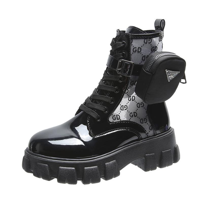 Женские ботинки, новые мотоциклетные ботильоны на танкетке, женские туфли на платформе со шнуровкой, белые, черные кожаные оксфорды, женские ботинки Mujer Bag