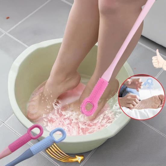 2 шт. Щетка для чистки пальцев ног Силиконовая мочалка для ног с ручкой длиной 15,7 дюйма Мягкая чистящая щетка для душа Инструмент для ухода за ногами для пожилых людей Мужчин Женщин