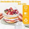 50 шт. 9 унц. Прозрачные пластиковые стаканчики с купольными крышками, Одноразовые стаканчики для десертной вечеринки, Контейнеры для парфе, для конфет, фруктов, смузи, кексов