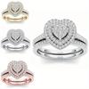 Heart-shaped Diamond Double Ring, Multi-color Optional, Suitable for Independence Day, Engagement, Romantic Sparkle