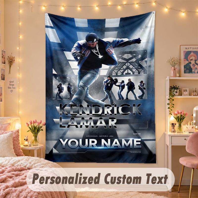 Custom Personalized Tapestry,Kendrick Lamar Print Custom Name Text Wall Art Hanging for Bedroom