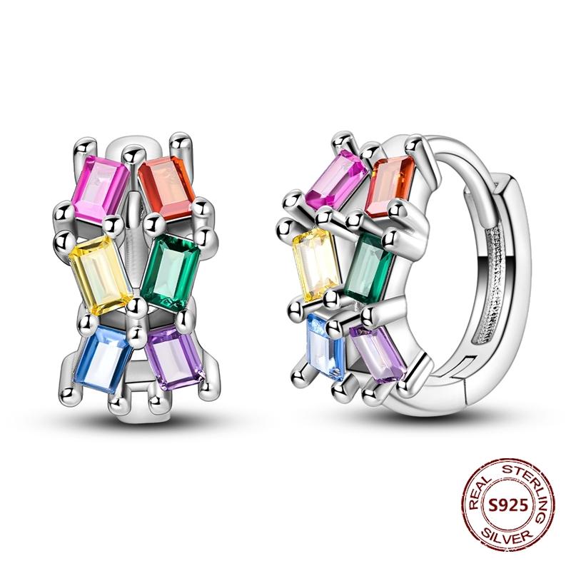 Purple Zircon Hoop Earrings 925 Silver U-shaped Liquid Metal Love Heart Fashion Earrings For Women Jewelry