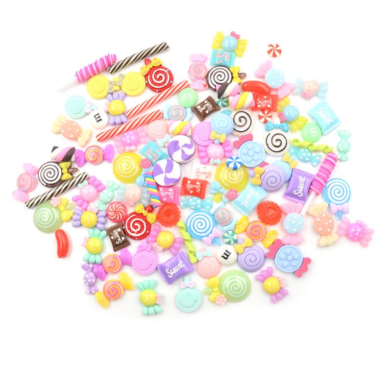 10pcs Diy Phone Case Decor Crafts Miniature Resin Lollipop Candy Dollhouse Food Supply 