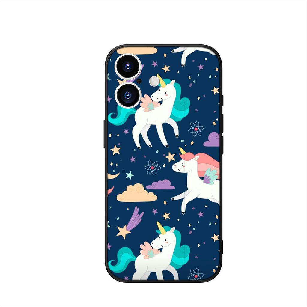 Cute Pink Unicorns Rainbow Cover Phone Case for Apple iPhone 17 16 15 11 Pro XS Max XR 6 7 8 Plus + SE 2020 5 16E