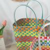 Детская радужная клетчатая плетеная сумка - Летняя сумка своими руками для овощей и фруктов