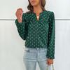 Spring and Autumn Women's Shirt Long Sleeve Polka Dot Design Shirt Top