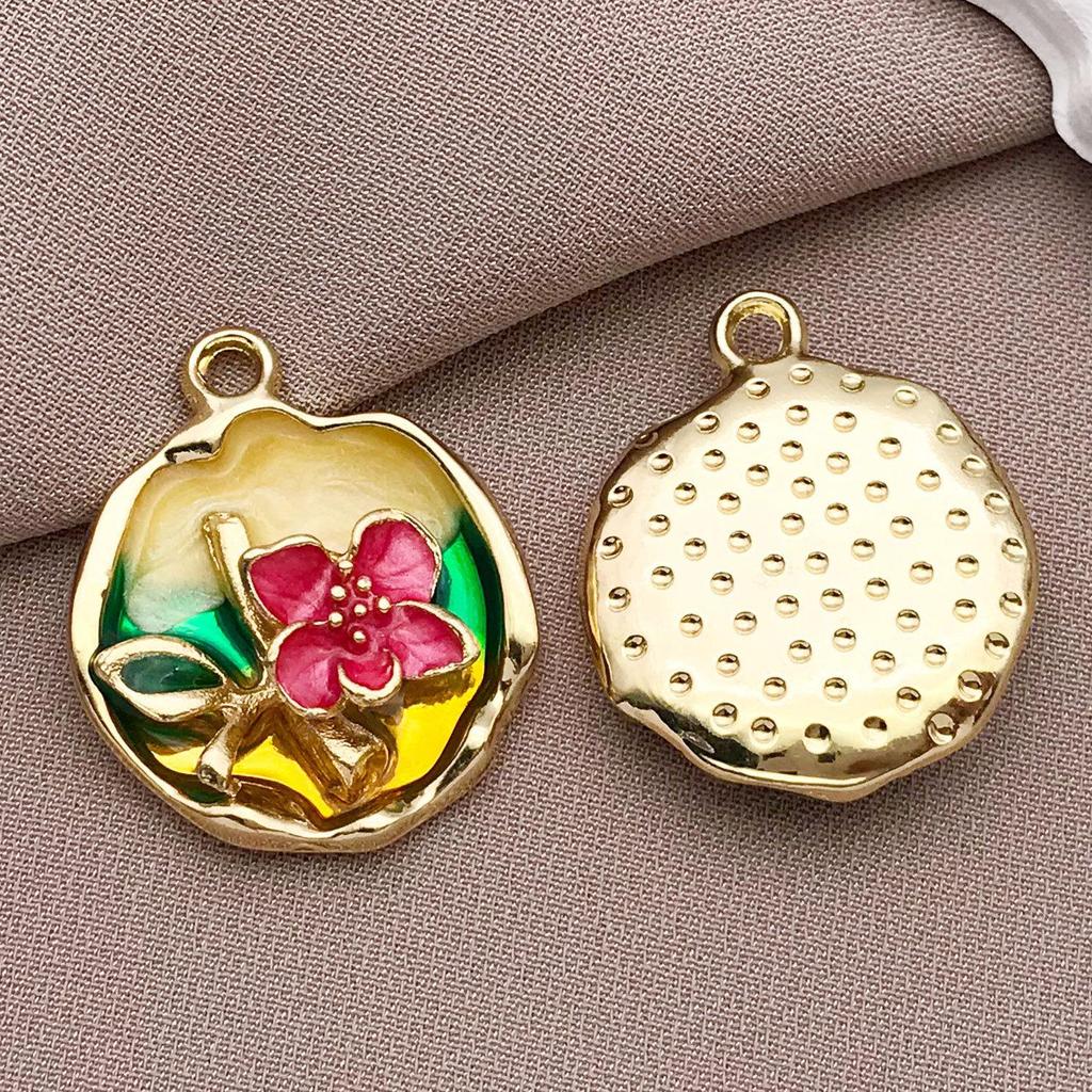 Французский Ретро Роскошный Набор Эмалевых Серьг и Ожерелья: Сад Моне Масляная живопись Дизайн цветов