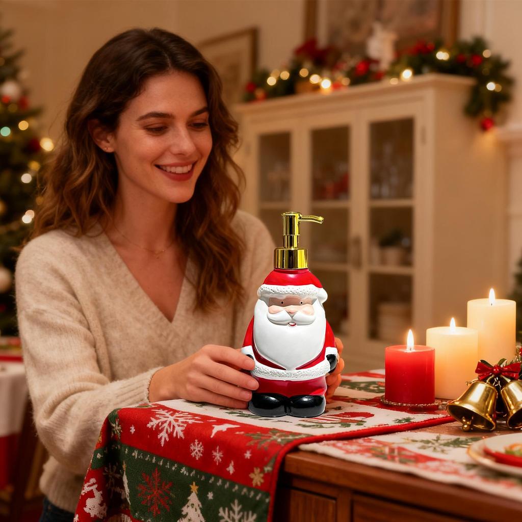 Hand Soap Dispenser Resin Santa Claus Christmas Decor Bathroom Decor Hand Soap Dispenser for Restroom Powder Room Shower Sink