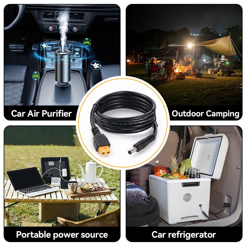 XT60 Female To DC5521 Male Adapter Cable 16AWG 1.5-Meter Solar Charging Cable Suitable For XT60 Input Energy Storage