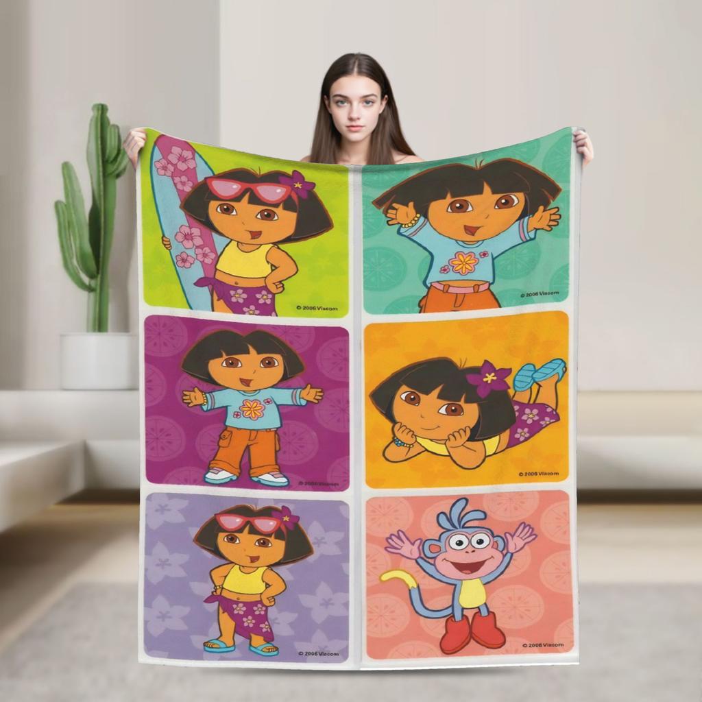 Warm BlanketChild Decorative Cartoon D-Dora The E-Explorer Adventure Throw Blanket For Outdoor Comfortable Sofa Bed Cover