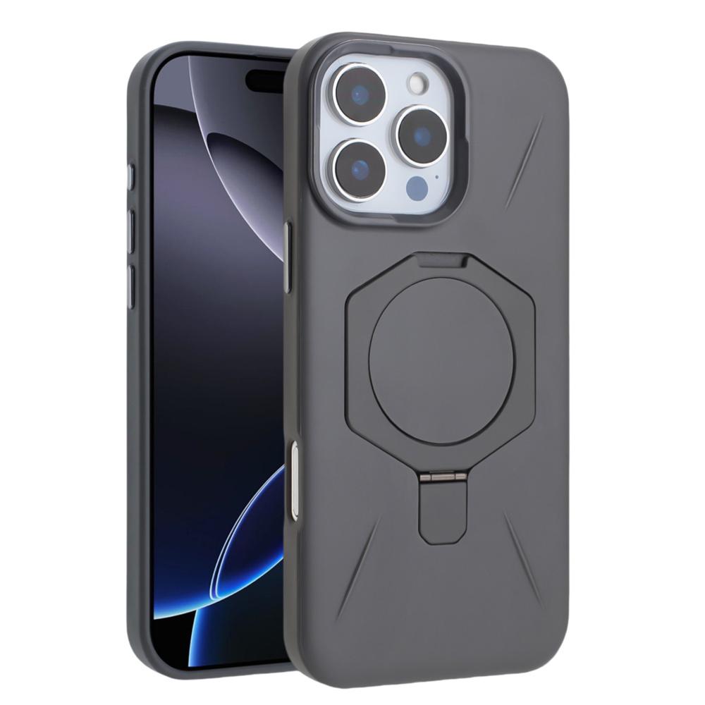 For iPhone 16 Pro Magnetic Case TPU+PC Kickstand Phone Cover