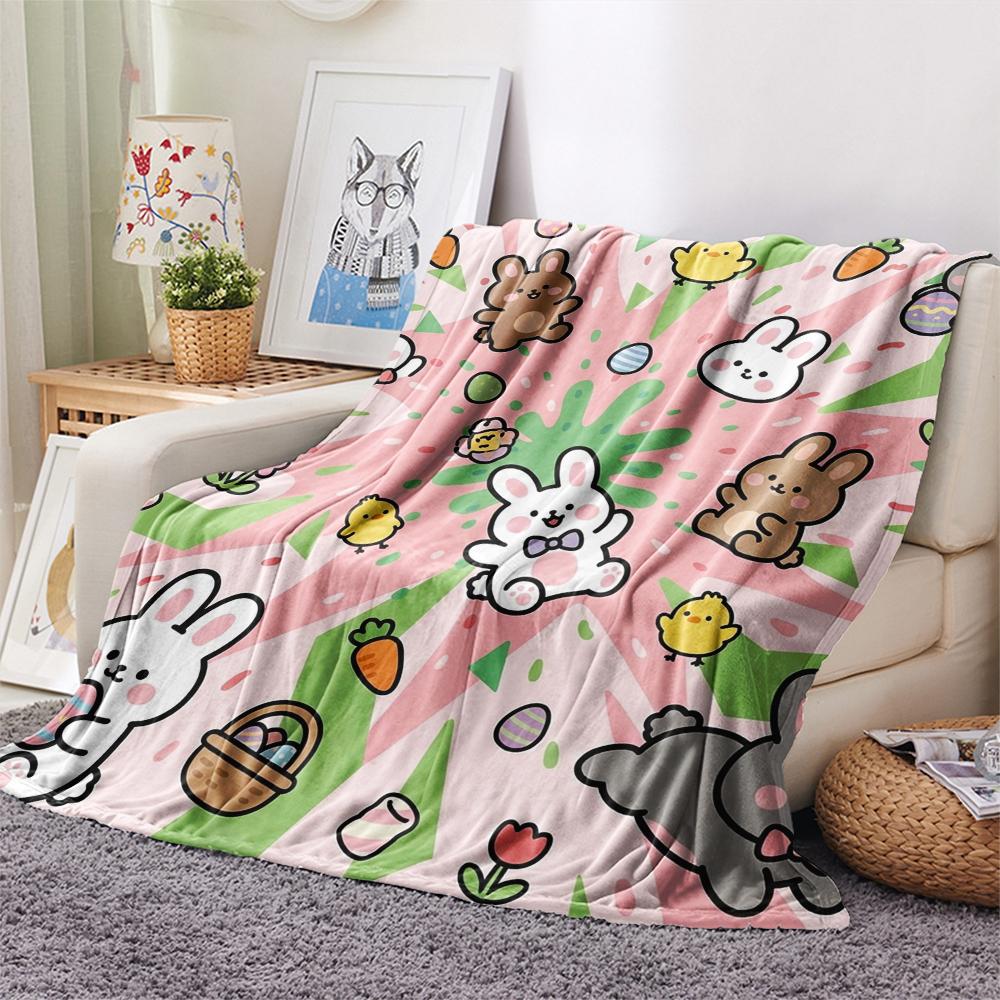 1Pc Cute Cartoon Print Flannel Blanket, High quality Comfortable for All Seasons, Home Decor, Warmth and Comfort, Perfect for Christmas Gifts W47