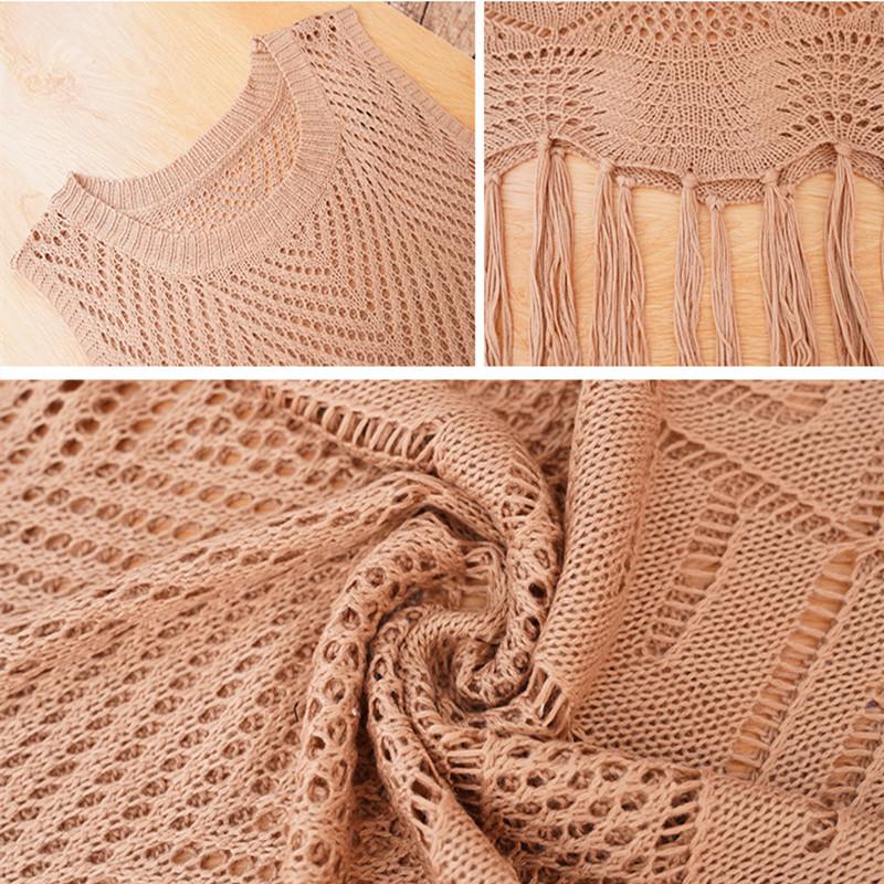 2022 Повседневная вязаная накидка на бикини с вырезом без рукавов и бахромой, облегающее мини-платье, летняя женская пляжная одежда, купальник, накидка Q1398