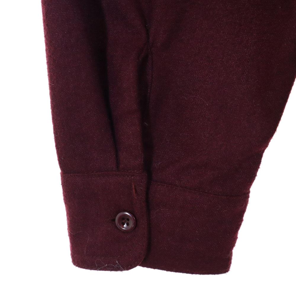 Vintage 50-е 60-е Отложной воротник Длинный рукав Рубашка с отложным воротником Бордовый Мужской Б/у