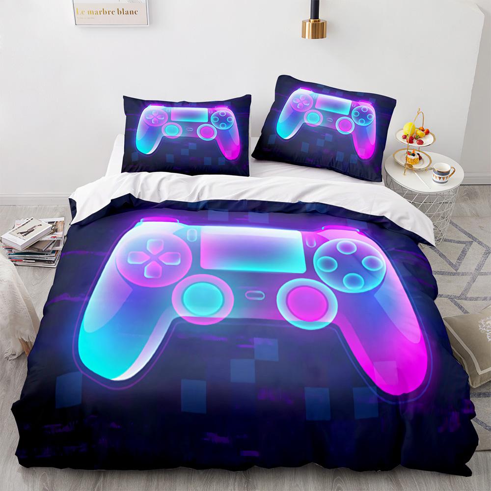 Game Handle King Queen Duvet Cover Kids Teens Boys Gamer Bedding Set Pillowcase Cartoon Psychedelic 2/3pcs Polyester Quilt Cover