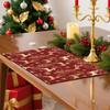4/ 6pcs Beige Deer Christmas Tree Snowflake Red Background Christmas Placemats, 12x18 Inch Washable Table Mats for Kitchen Dining Home Party Decor