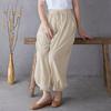 Spring and Summer Cotton and Linen Retro Art Loose Large Size Tapered Pants Elastic Waist Casual Pants Ladies Bloomers