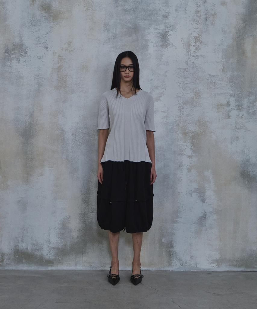 PARADIGMFILM [Ep.02] Fold-In Collar V-Neck Knit (Light Gray)