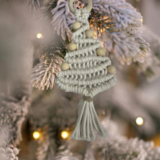 Подвеска из хлопковой веревки ручной работы в форме рождественской елки, плетеное настенное украшение для праздничного дома, торгового центра, бара, декора