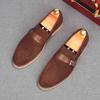 New Men's Suede Leather Slip On Shoes Male Luxury Designer Monk Strap Loafers Wdding Prom Homecoming Footwear Zapatos Hombre