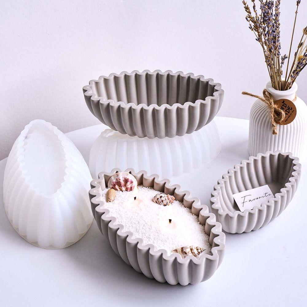 S/M/L Resin Concrete Mold Striped Design DIY Silicone Mold New Storage Bowl Mold Soap Making
