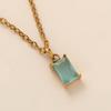 Titanium Steel Color Retention Necklace Rectangular December Birthstone Pendant Colorful Zircon Collarbone Chain Women'S Plated 18K Gold