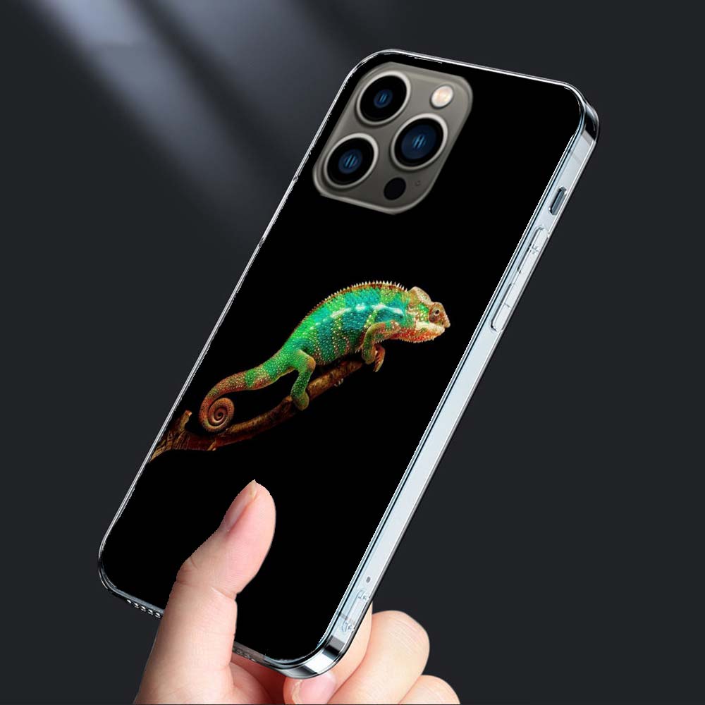 Хамелеон Забавный Дикий Мир Чехол Для Телефона Для Iphone 16E 15 Pro 14 Plus 17E 16 17 Pro Max Air 11 12 13 Mini Ударопрочный Capa Милый Co