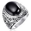 Cool Stainless Steel Mens Oval Black Onyx Ring Size 7 8 9 10 11 12 13 14 15