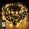 Dark Green Cable LED String Lights with Timing 12 Light and Transformer for and Weddings 300 Function, Effects, Low-Voltage Christmas, Parties, (Warm