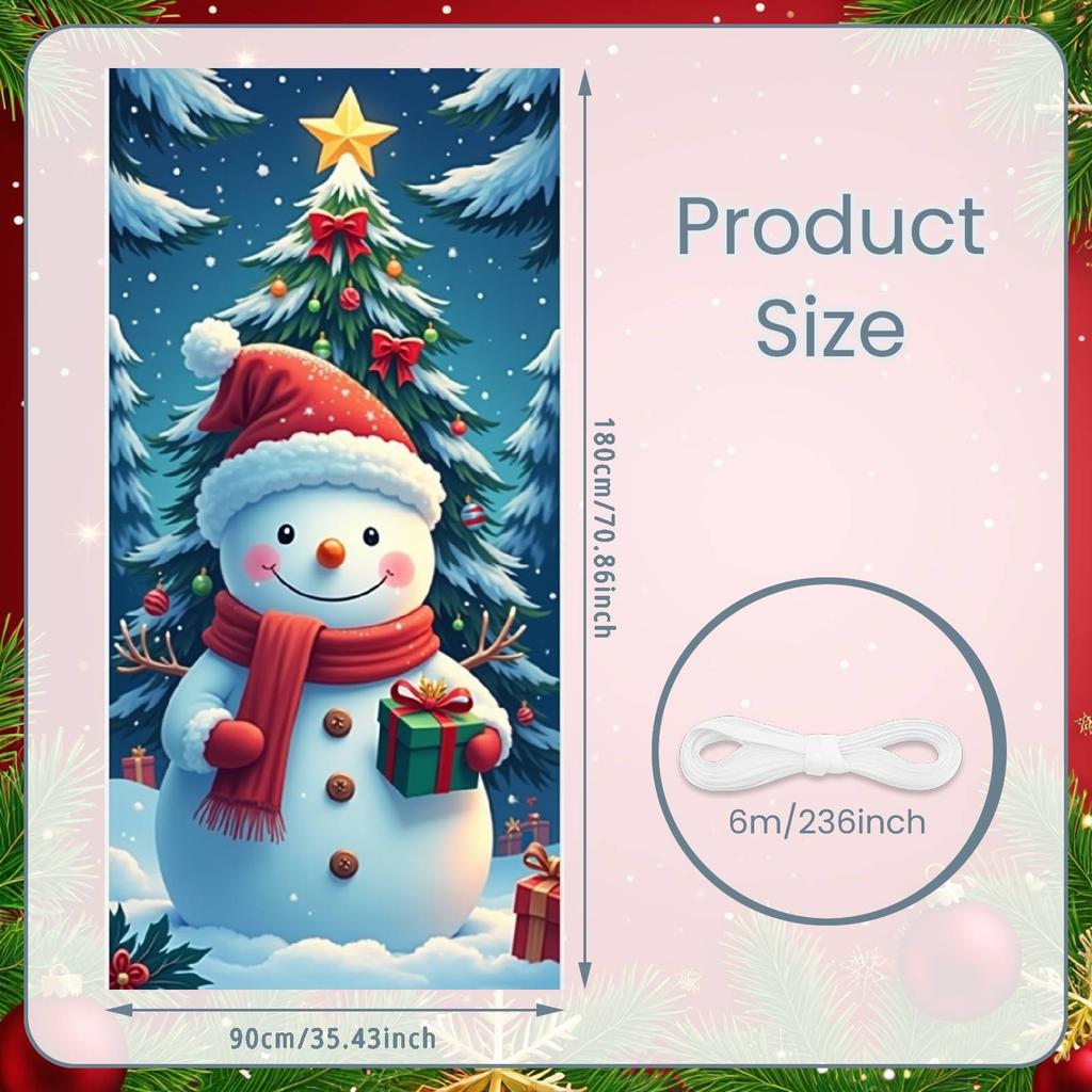 Xmas Backdrop Festive Atmosphere Snowman Banner Christmas Banner Green Pine Trees Snowman Backdrop For Family Celebration Xmas