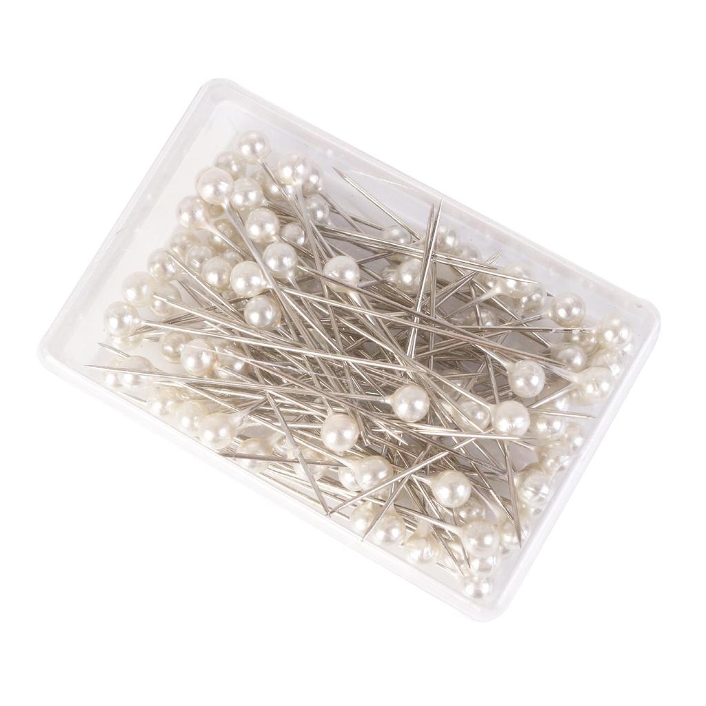 100pcs Boxed Color Nickel-Plated Pearlescent Needles Diy Clothing Positioning Decorative Bead Needles Sewing Accessories