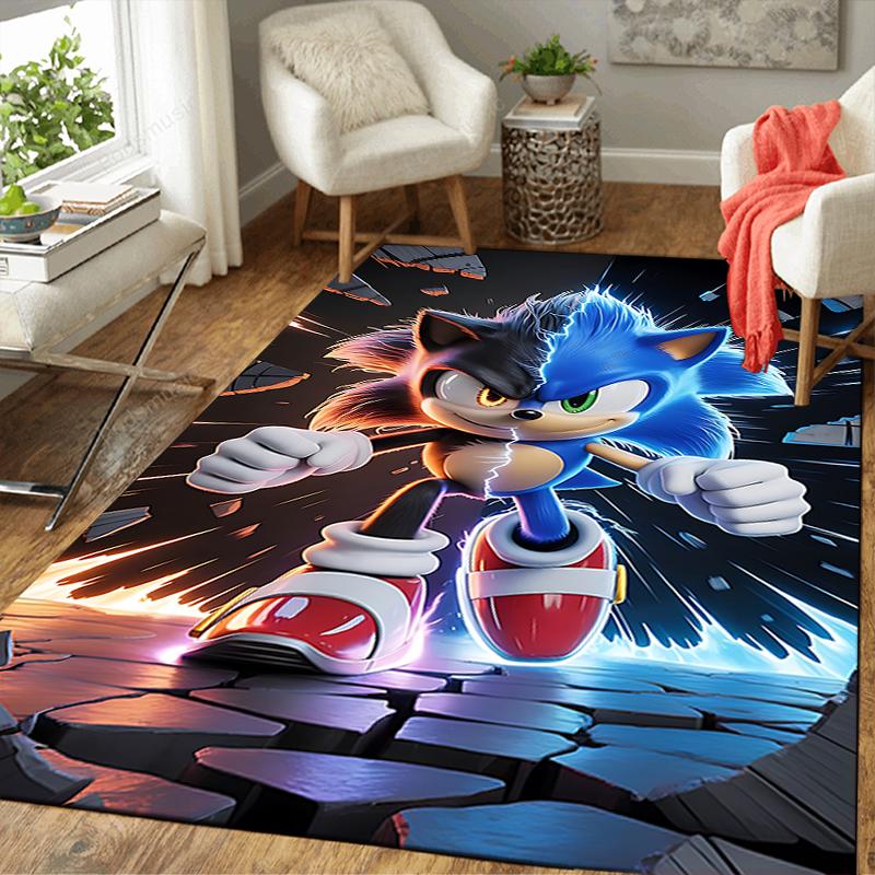 1Pc Sonic Breakthrough Rug, Office Carpet Indoor Outdoor Doormat, Non-Slip Soft, Living Room, Christmas Halloween Gift M929268