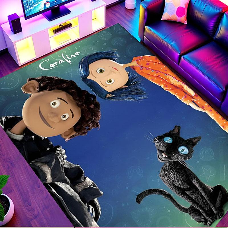 Coraline Print Rug, Washable Floor Carpet, For Entryway Dorm Laundry Room Office Study, Home Decor Birthday Christmas Gift