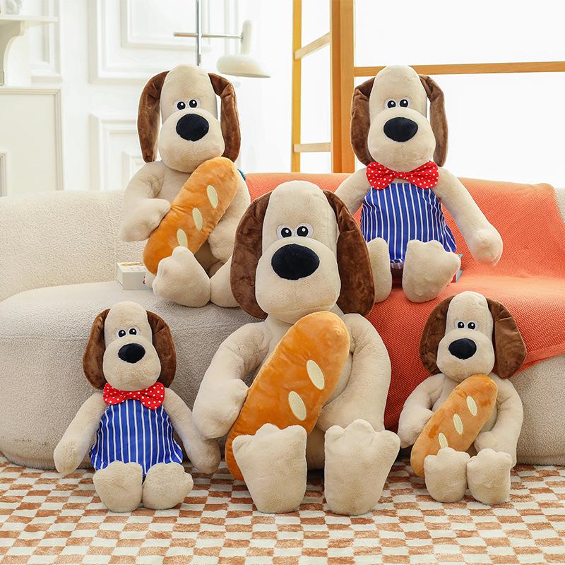 Head dog doll bow tie puppy plush toy dressing chef dog doll sofa pillow sleeping pillow