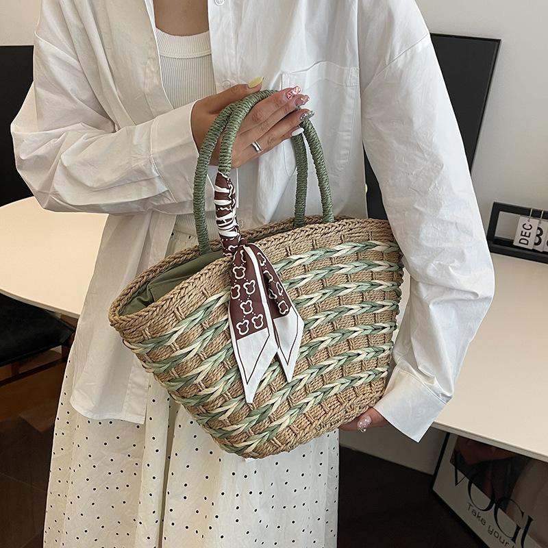 Straw Woven Tote Bag Holiday Travel Beach Portable Women's Handbag