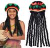 Braids Wig Cap Knitted Beanie Hat Jamaica Bob Marley Rasta Cap Dreadlocks Reggae Caribbean Halloween Cosplay Headwear