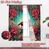 2D flat printing 2pcs Curtain Window Curtains Racing Horse with Roses Digital Printed Polyester Drapes Family Party Use for